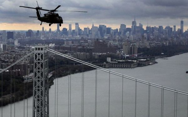 Copter over bridge