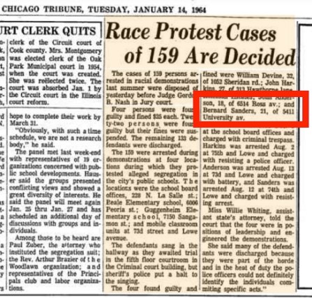 BERNIE ARRESTED FOR FIGHTING FOR CIVIL RIGHTS!