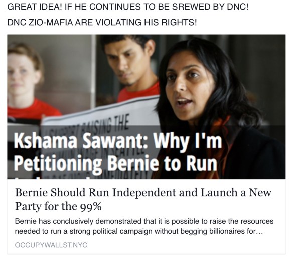 GREAT IDEA! IF HE CONTINUES TO BE SREWED BY DNC! VIOLATE HIS RIGHTS AND BASIC CONTRACT!