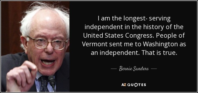 BERNIE = LONGEST SERVING 3rd PARTY CANDIDDATE IN HISTORY